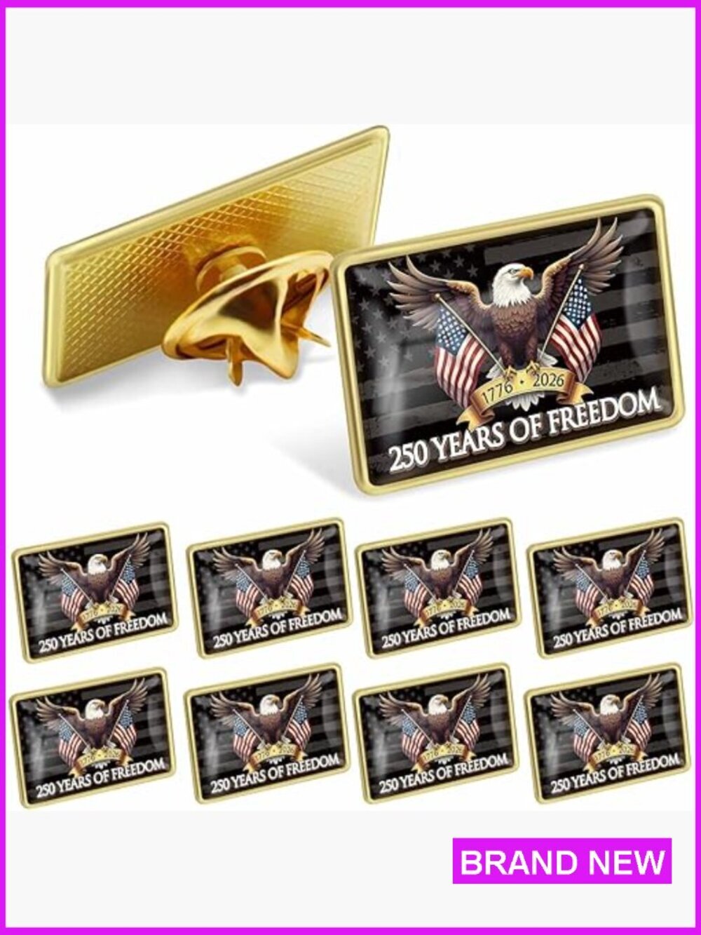 American Flag Pin 250th Anniversary Patriotic Brooch Hat Jacket Backpack Travel